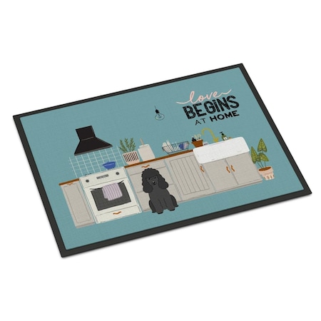 Carolines Treasures 24 x 36 in. Black Poodle Kitchen Scene Indoor or Outdoor Mat CK7775JMAT